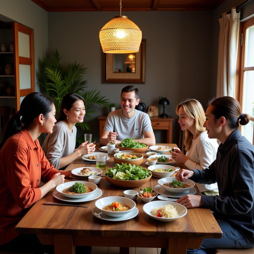 Sharing a meal with a Vietnamese family