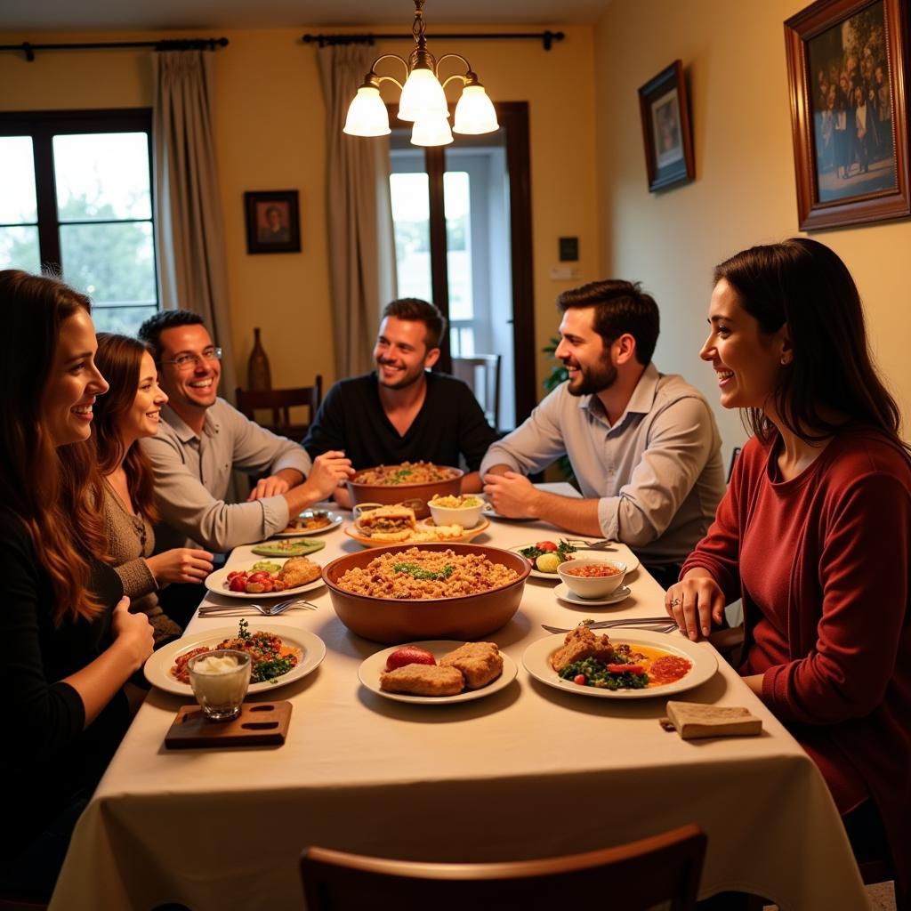 Family Dinner in a Spanish Homestay