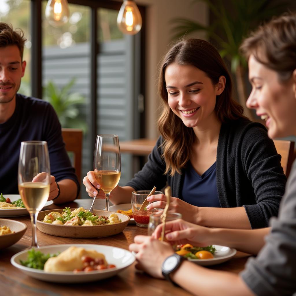 Student having dinner with homestay family