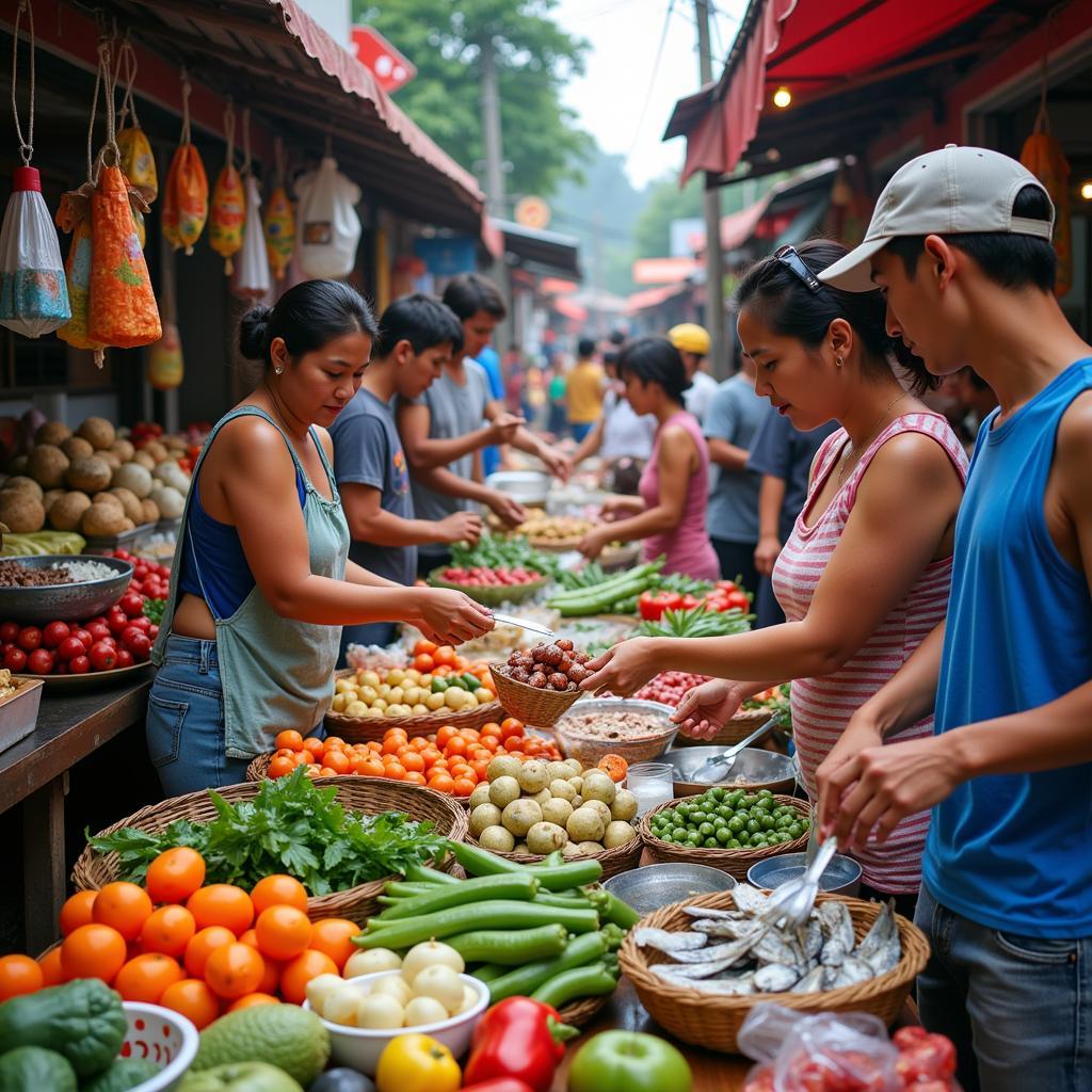 Exploring Dagupan's vibrant local market with homestay hosts