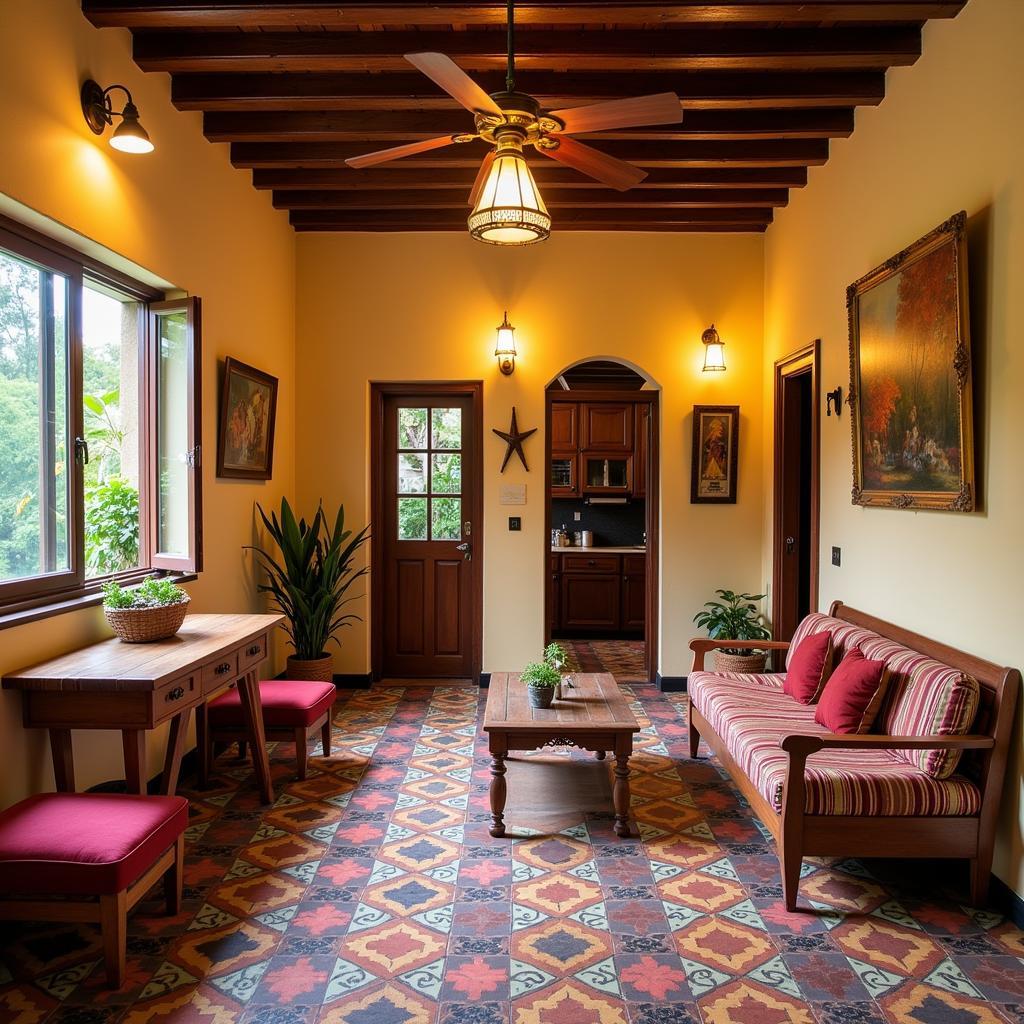 Da Lat homestay interior with Spanish decor