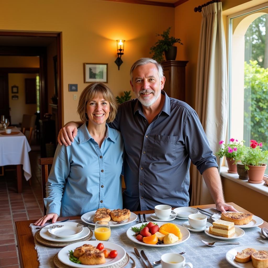 Dan and Makiko welcoming guests to their Spanish homestay