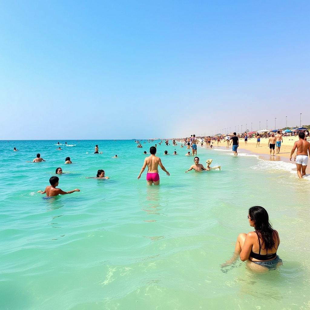 Tourists enjoying various activities at a Dapoli beach