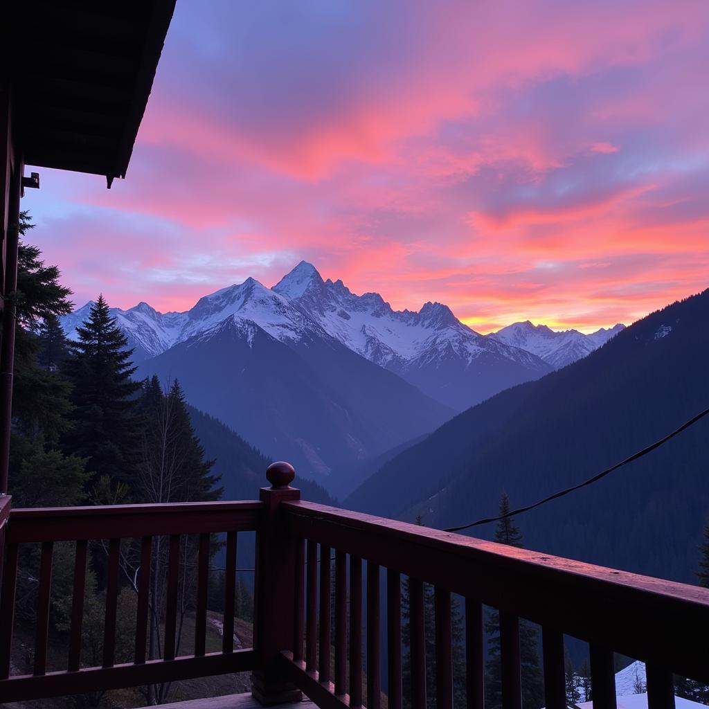 Panoramic view of the Himalayas from a Darjeeling homestay