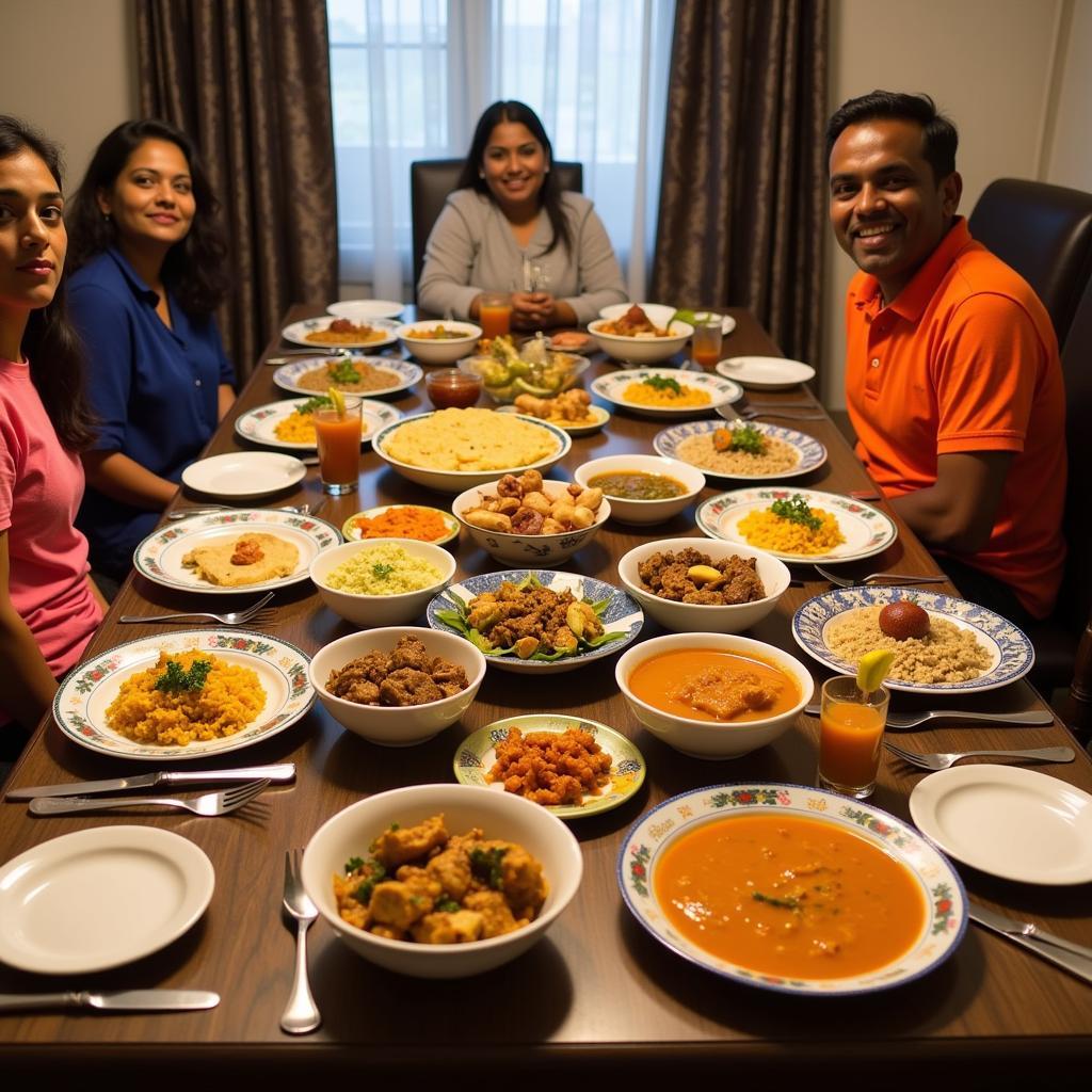 Traditional meal served in a Davangere homestay