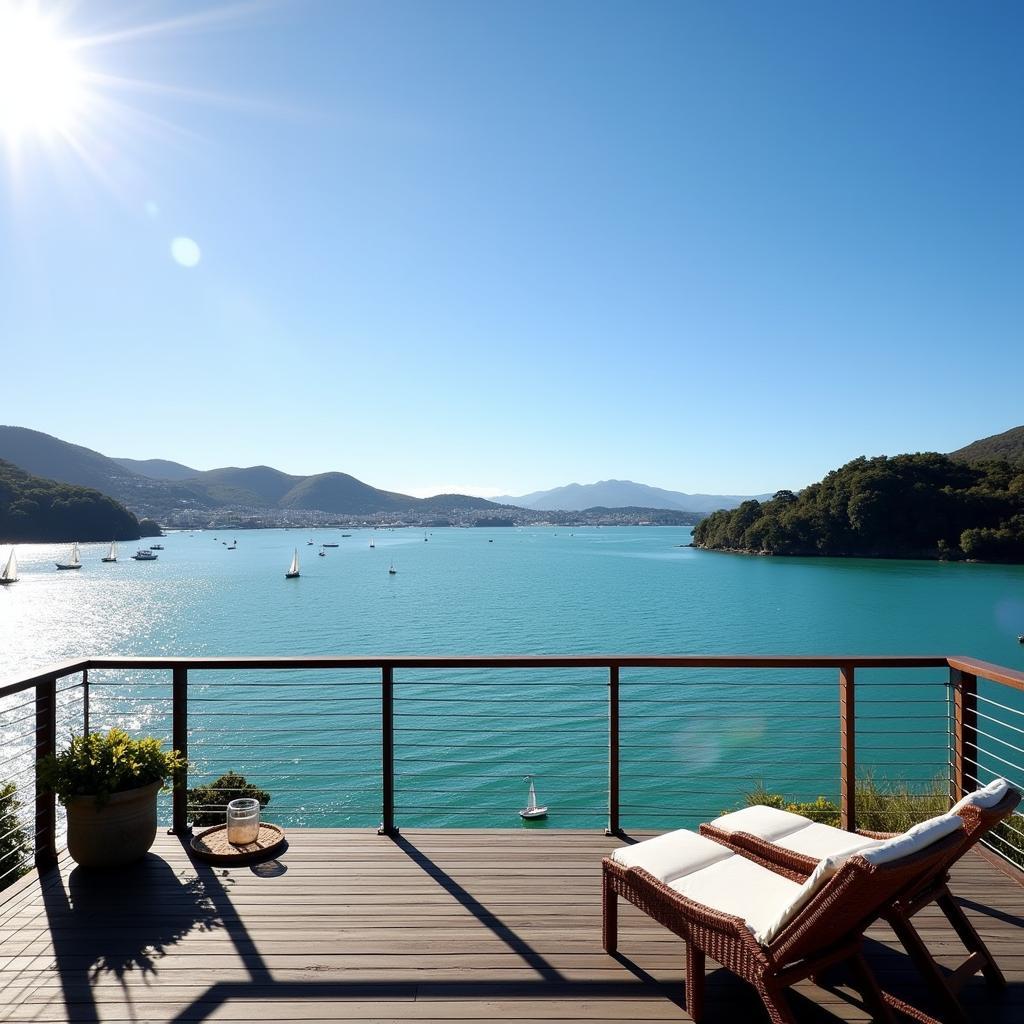 Stunning view from a Days Bay homestay overlooking the harbor and Wellington city