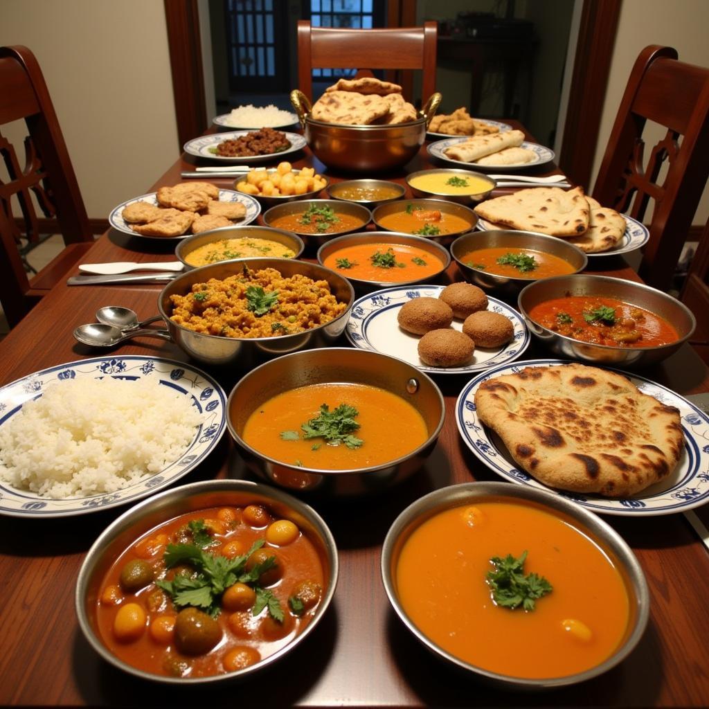 A delicious home-cooked Indian meal in a Delhi homestay