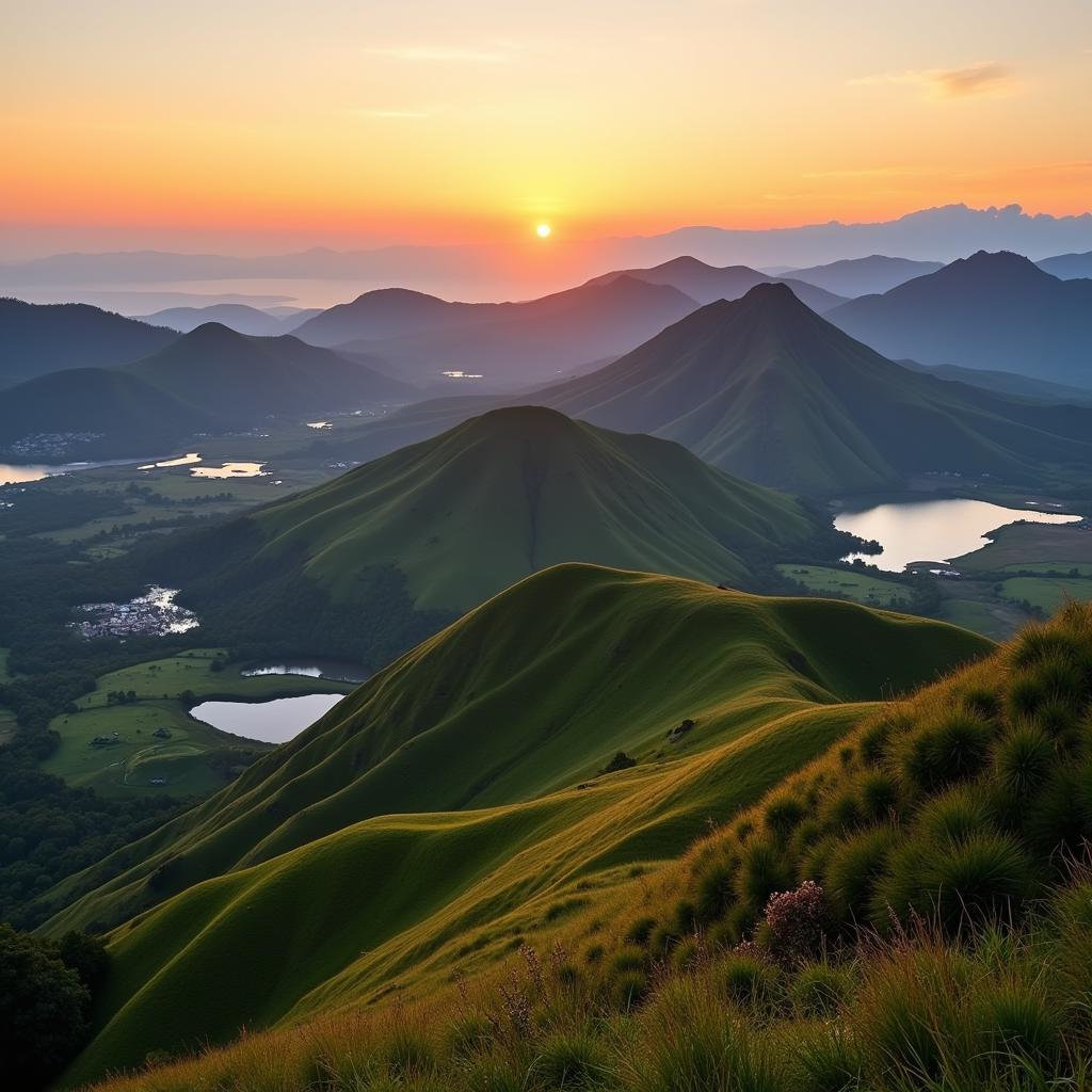 Dieng Plateau Sunrise Panoramic View