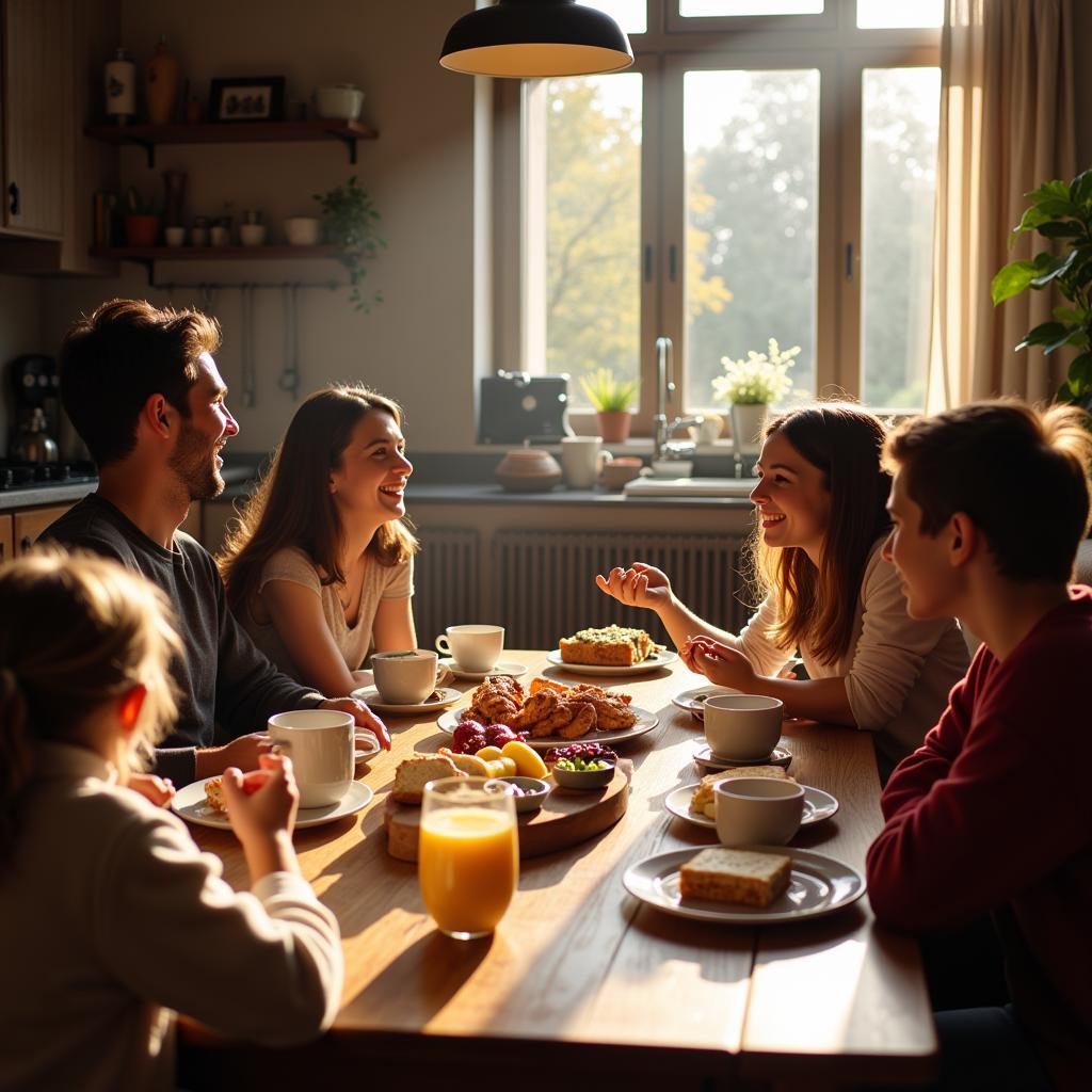 Dutch Family Enjoying Breakfast Together