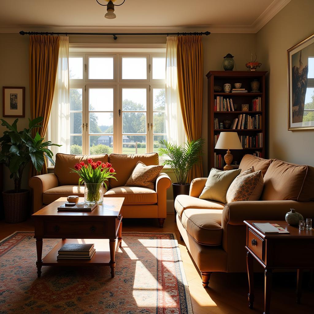 Cozy living room in a Dutch homestay