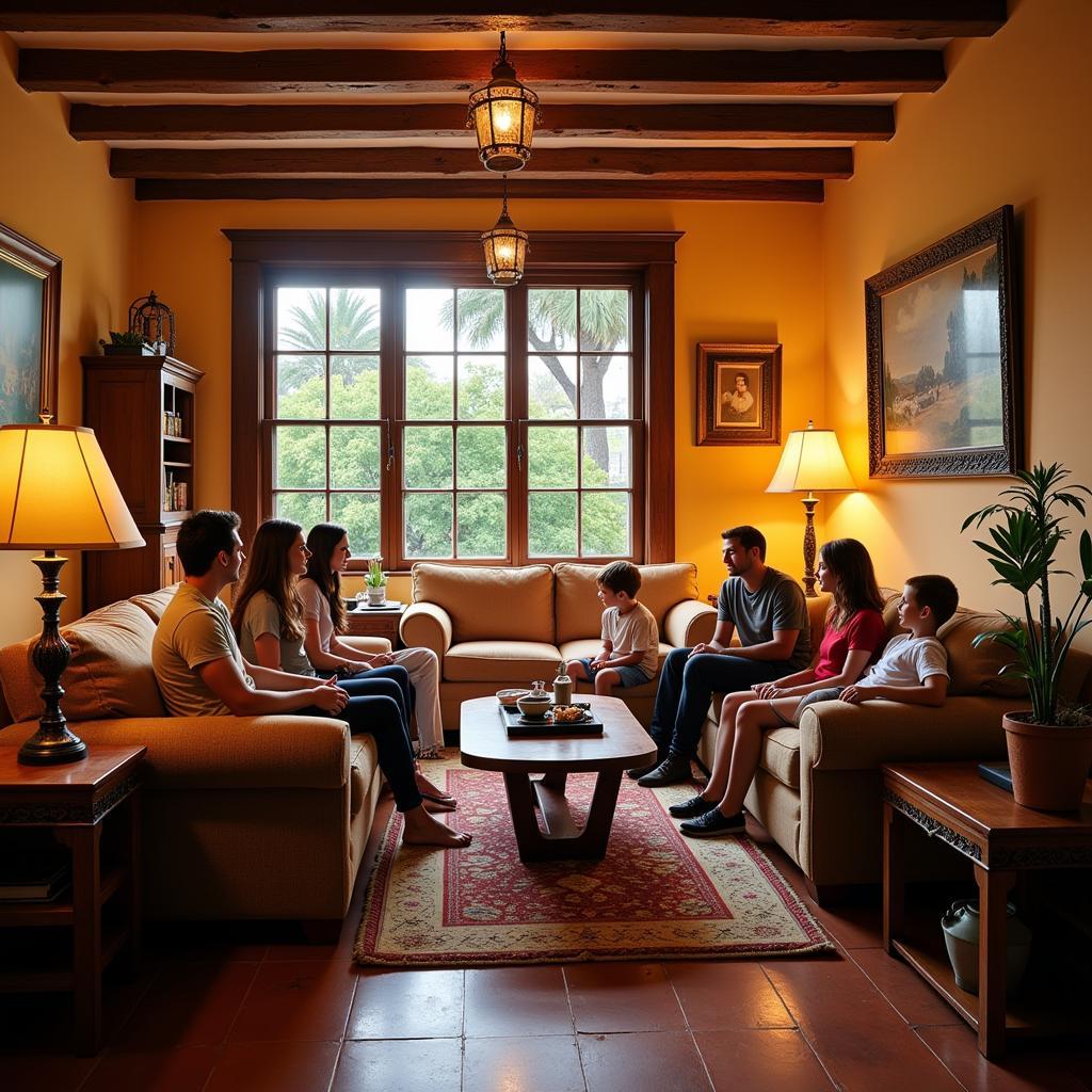 Cozy living room in an English elite homestay in Spain