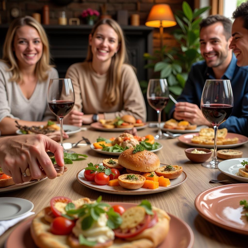 Enjoying tapas with a Spanish host family