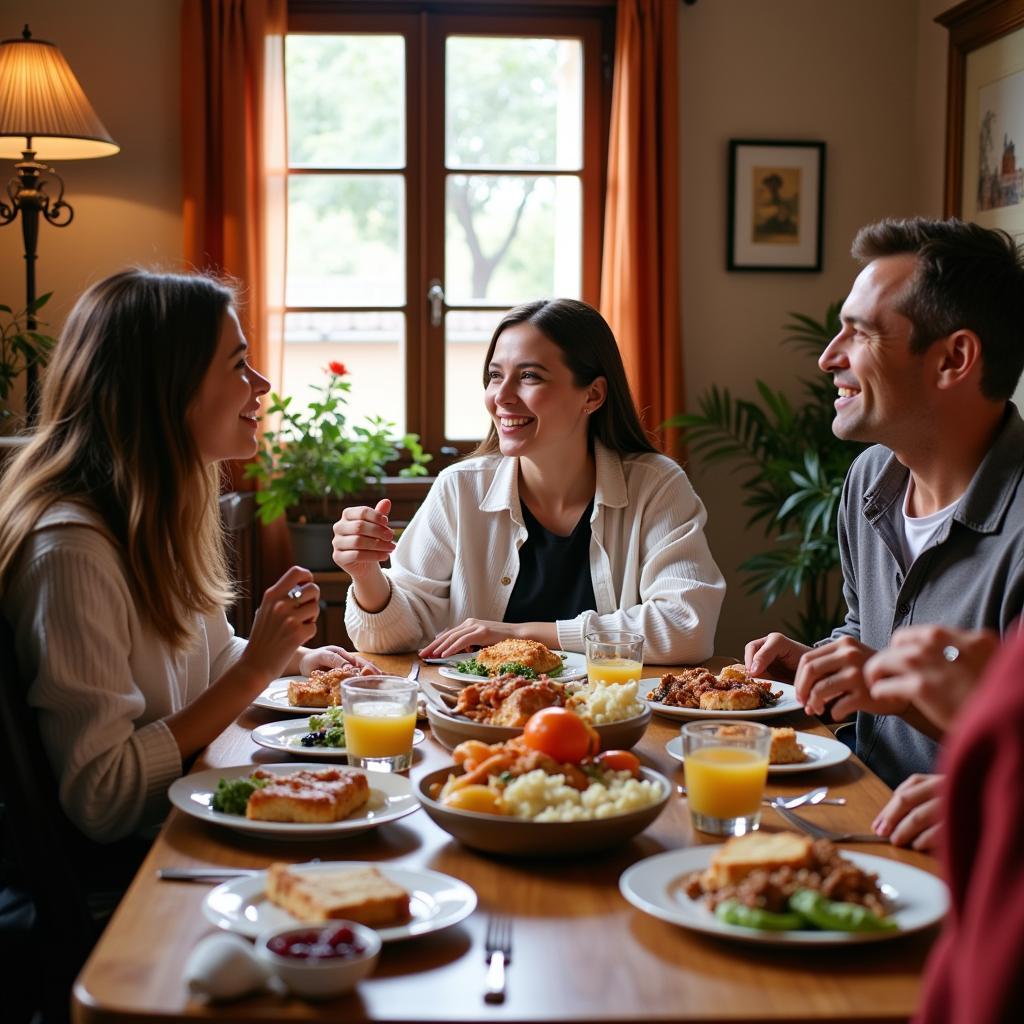 Enjoying a Traditional Spanish Meal with a Host Family