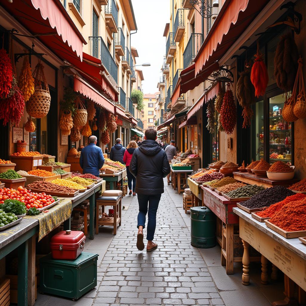 Exploring a Local Market near a Homestay in Spain