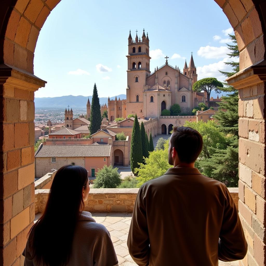 Exploring Spanish architecture with homestay host