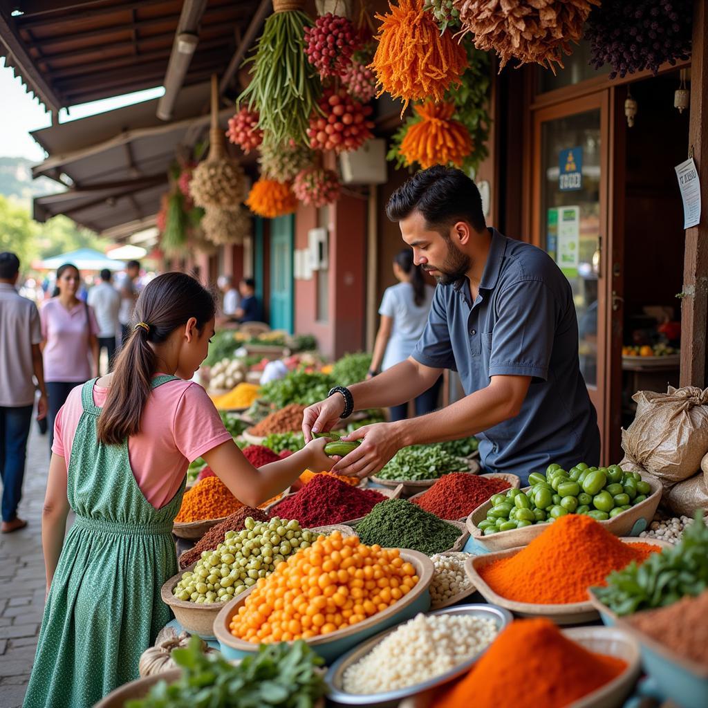 Exploring a vibrant Spanish market with locals