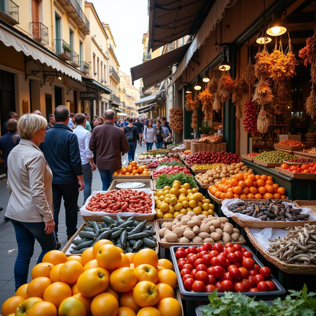 Exploring a Bustling Spanish Market