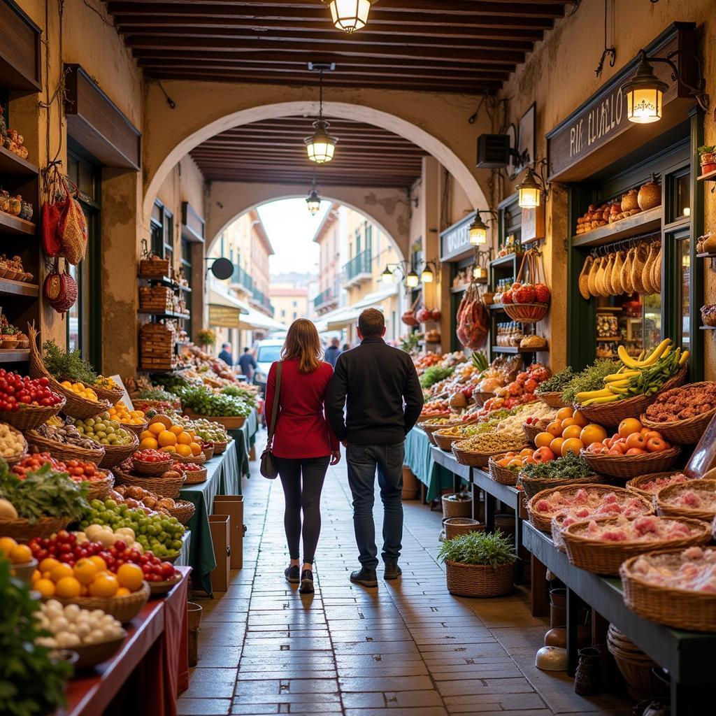 Exploring a Spanish Market with a Homestay Host