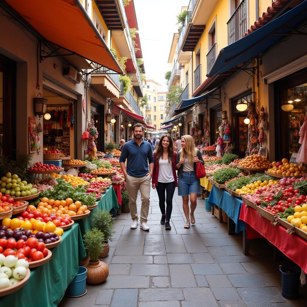 Exploring a Spanish market with locals