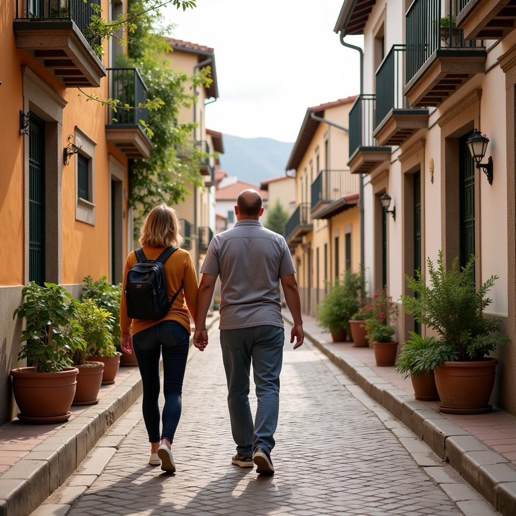 Exploring a Spanish town with a local homestay host