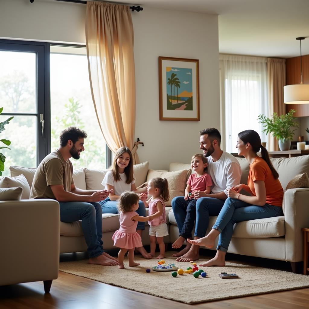 A family enjoying their time in a Seksyen 7 semi-d homestay