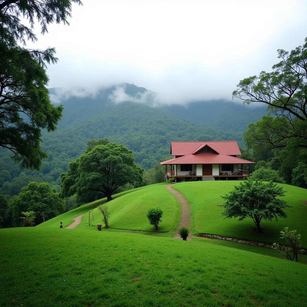 Forest Flower Homestay in Coorg on a misty morning