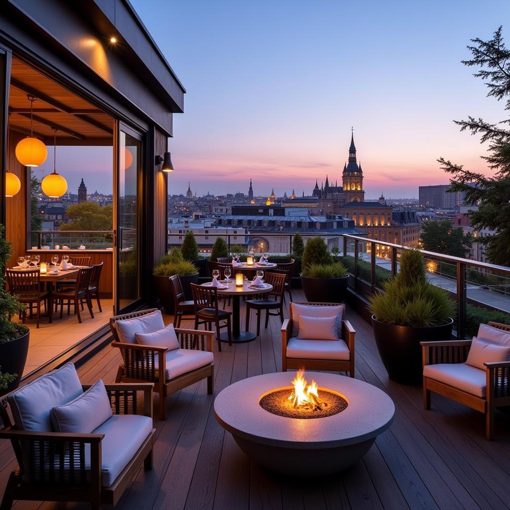 Rooftop terrace with city views in a Madrid homestay