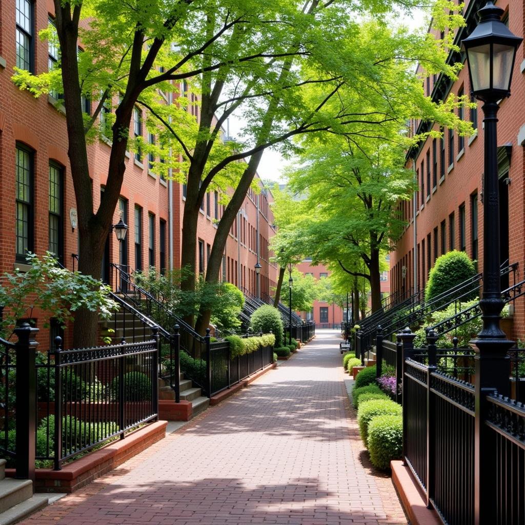 Charming historic streets of Germantown, Philadelphia, lined with trees and featuring historic homes, perfect for a homestay experience.