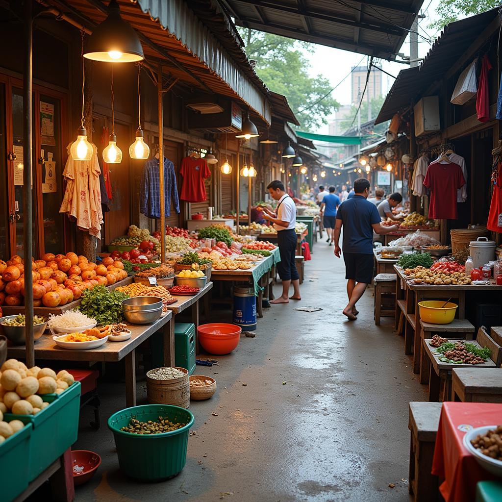 Bustling Local Market and Street Food Stalls in Go Vap