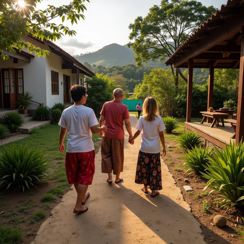 Malaysian Family Welcoming Guests at Their Homestay Near Stadion Tertutup Gong Badak