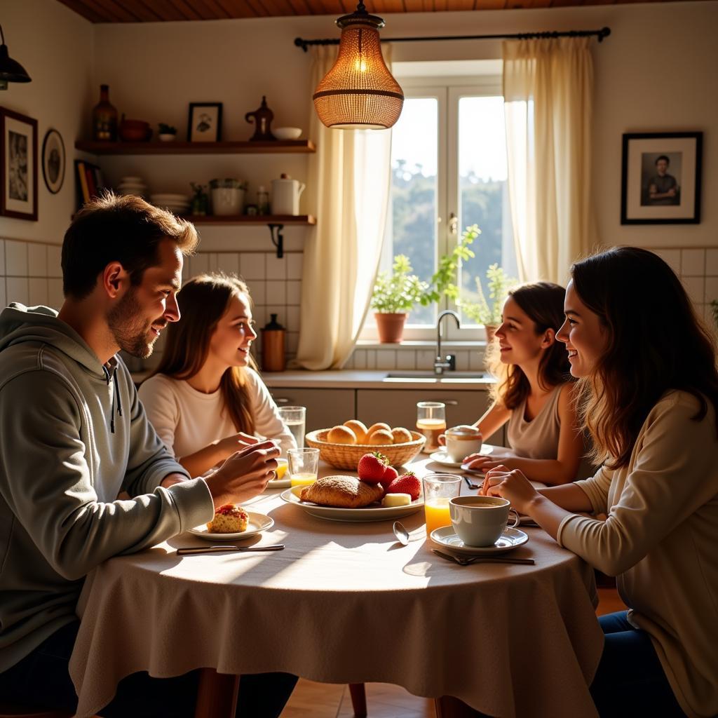 Family enjoying breakfast in a Greendale homestay