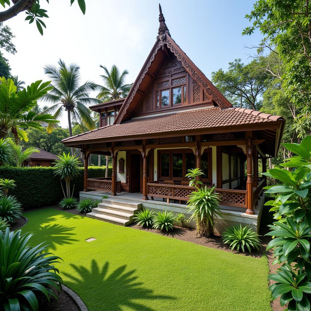 Exterior view of Handayani Homestay, showcasing traditional Javanese architecture.