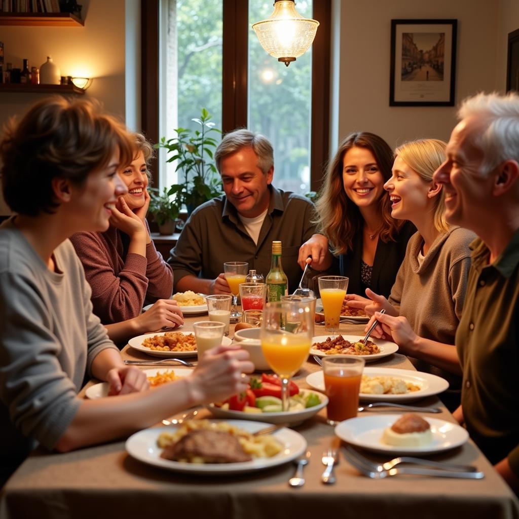 Family Dinner at a hj lan Homestay in Spain