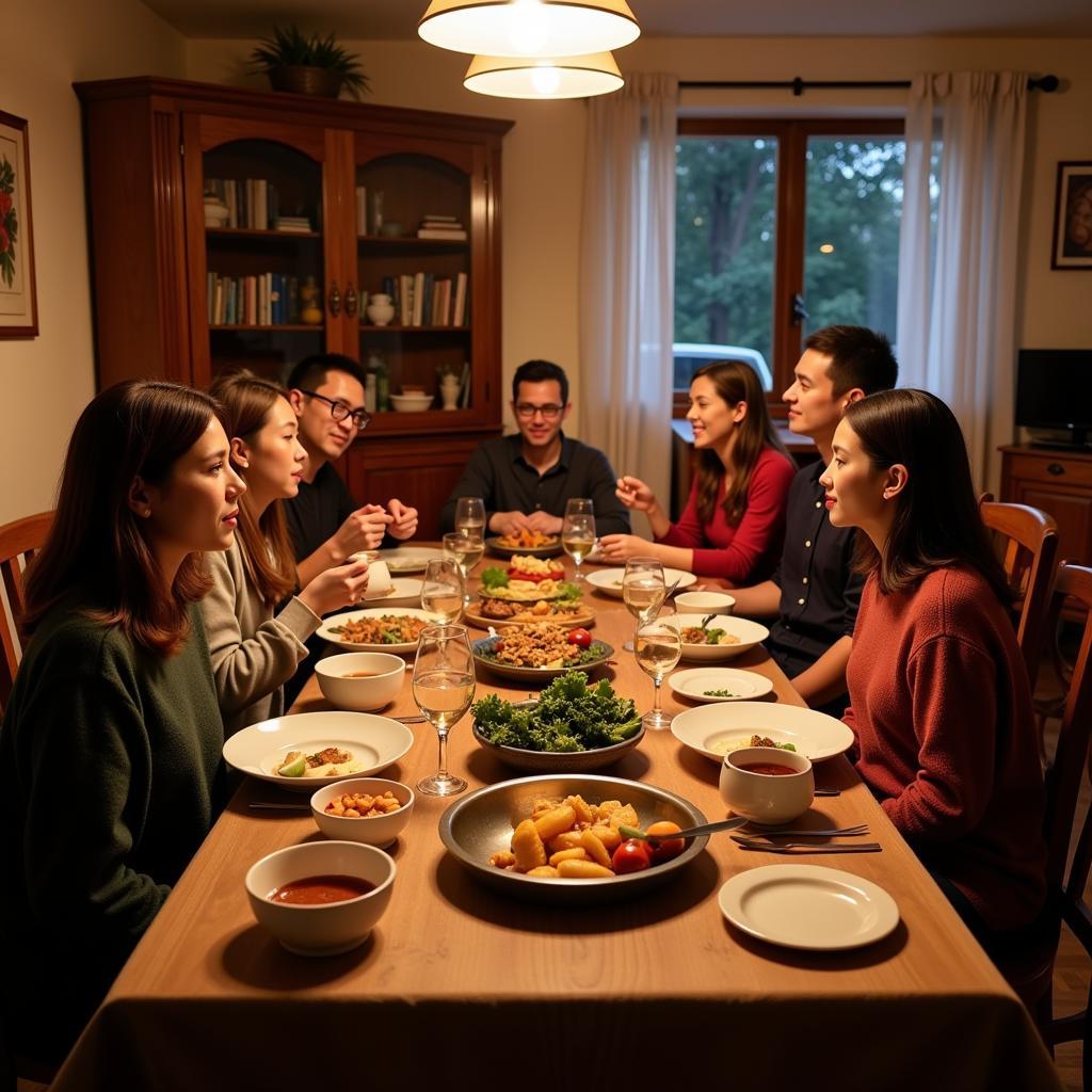 Enjoying a family dinner at Homestay Az Zahrah Dungun