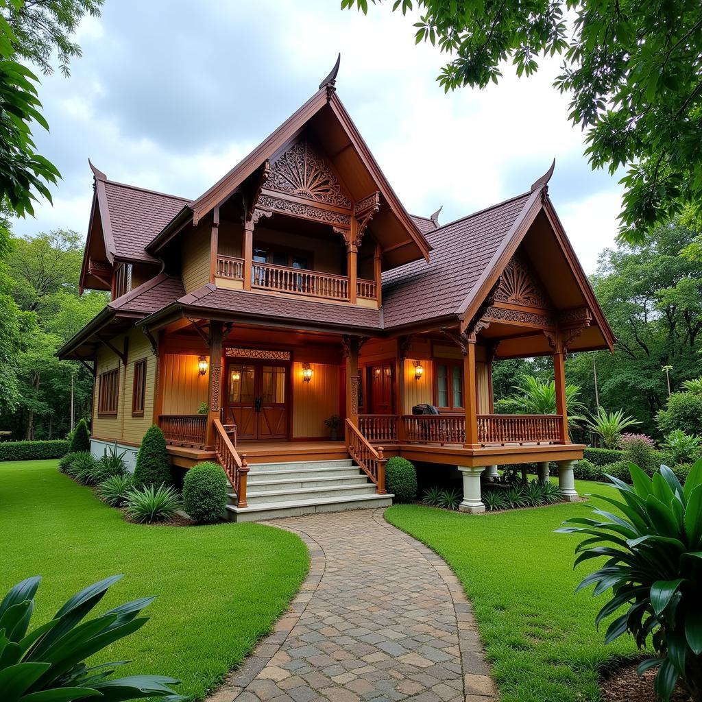 Exterior view of a traditional Malaysian banglo homestay in Cyberjaya