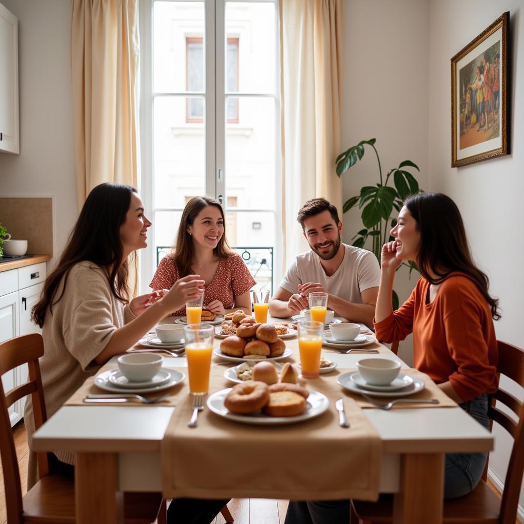 Family enjoying a homestay in Barcelona