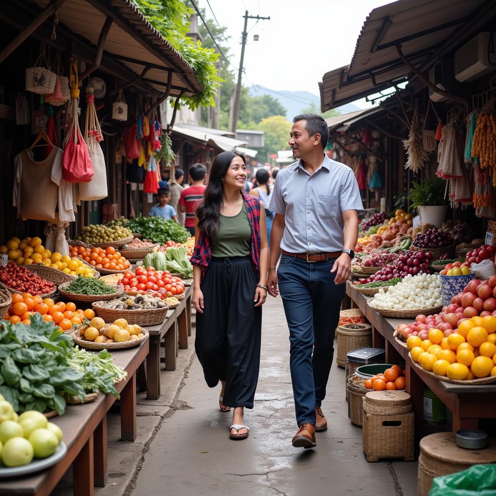 Exploring a local market with a homestay host in Central America