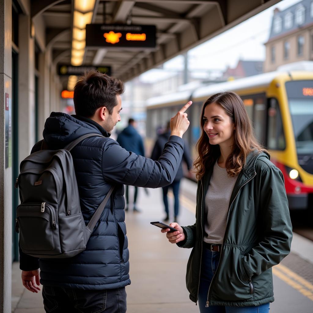 Homestay coordinator supports an international student by helping them navigate public transportation, providing directions and helpful tips.