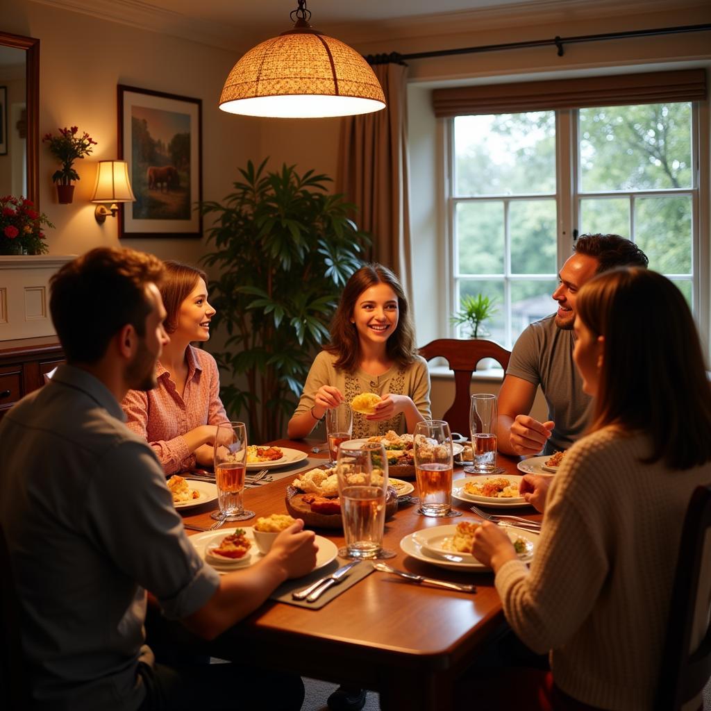 Family Dinner in an English Homestay