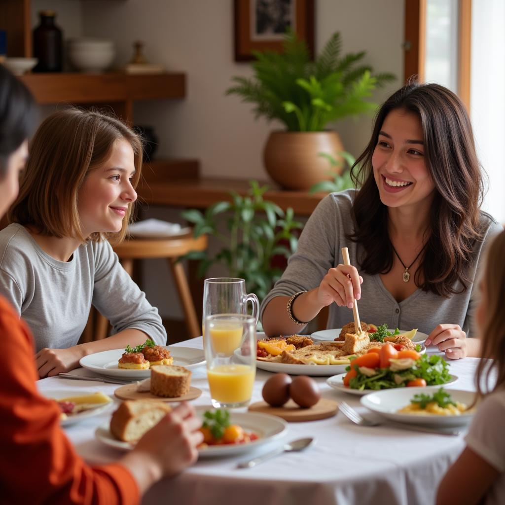 Enjoying a Meal with a Homestay Family