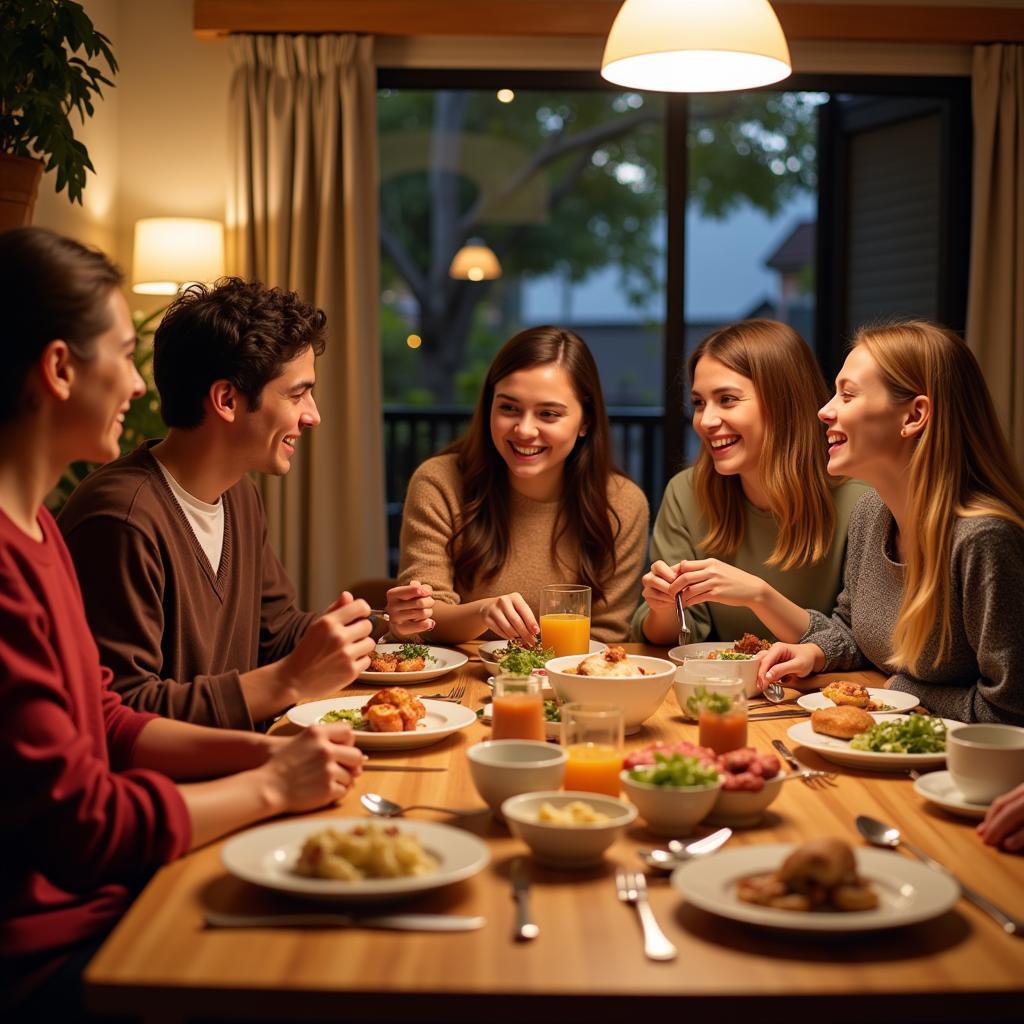 Sydney Homestay Family Enjoying Dinner Together