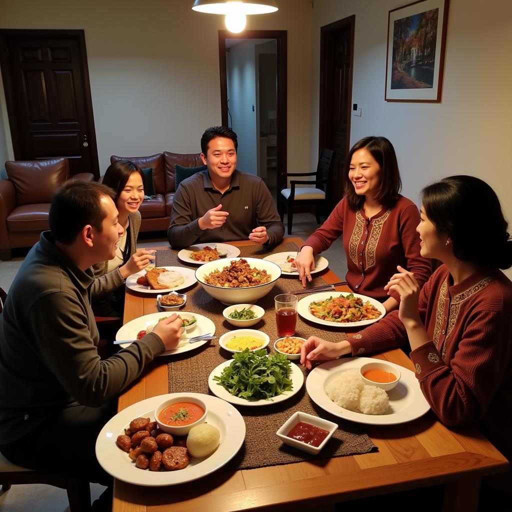 Family dinner at a homestay in GKB Gresik