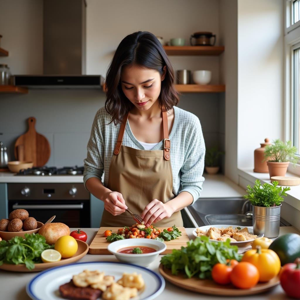 Homestay Host in Sydney Preparing a Meal for Student