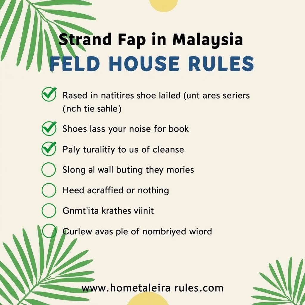 Homestay House Rules Checklist Malaysia