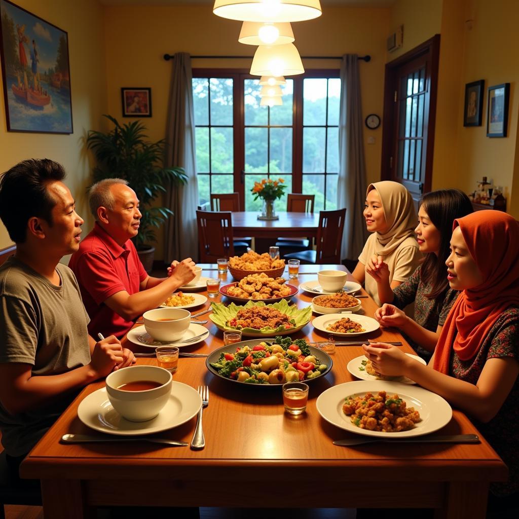 Family Dinner at Homestay Humaira Rompin