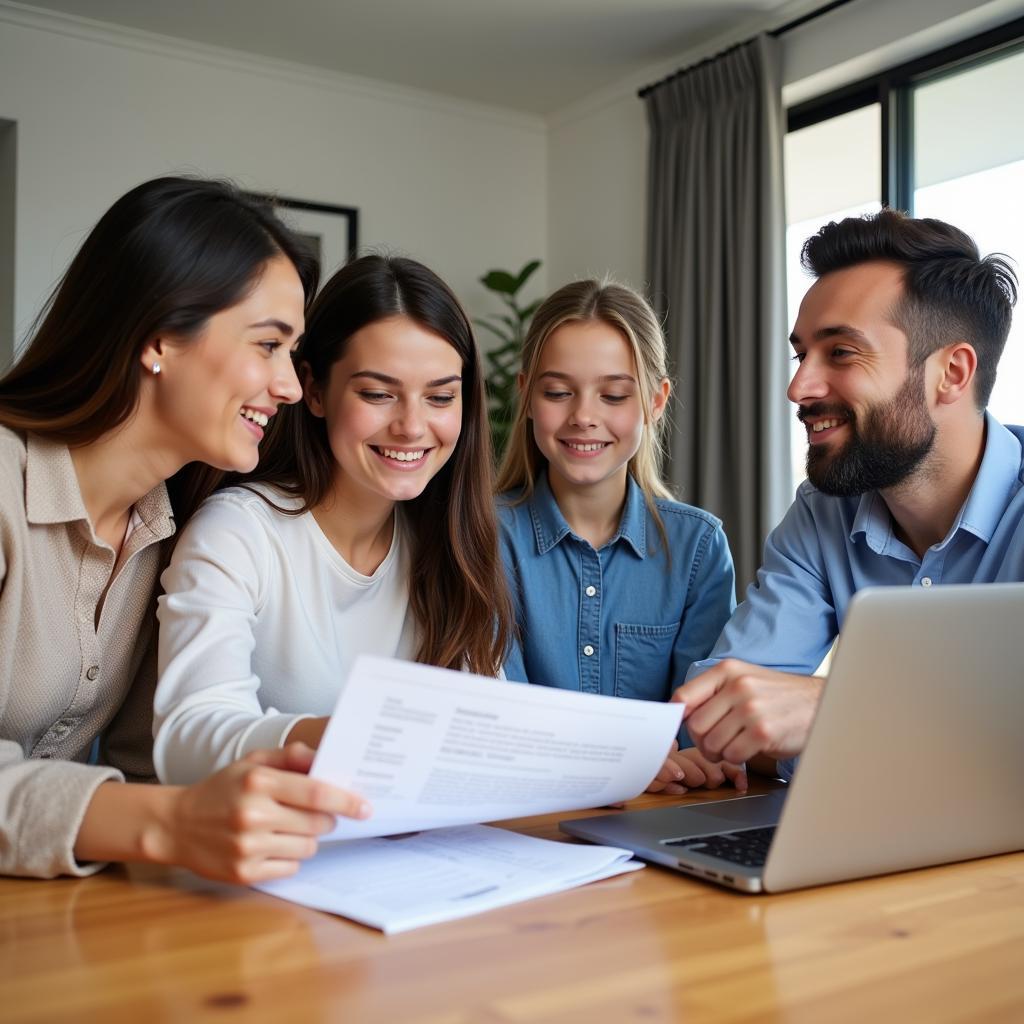 Family discussing homestay insurance policy in Sydney