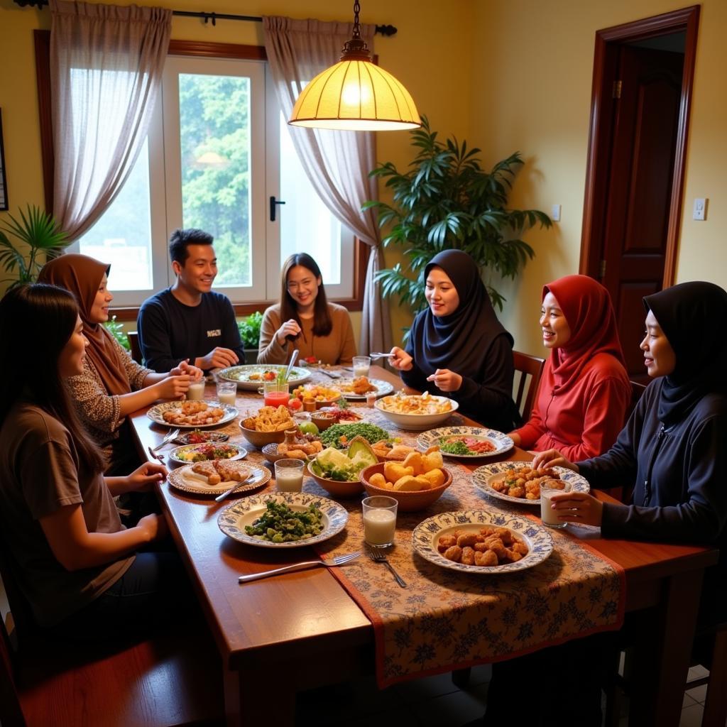 Sharing a meal with a local family in Jogja