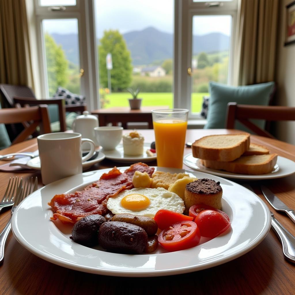 Traditional Irish breakfast in a Killarney homestay