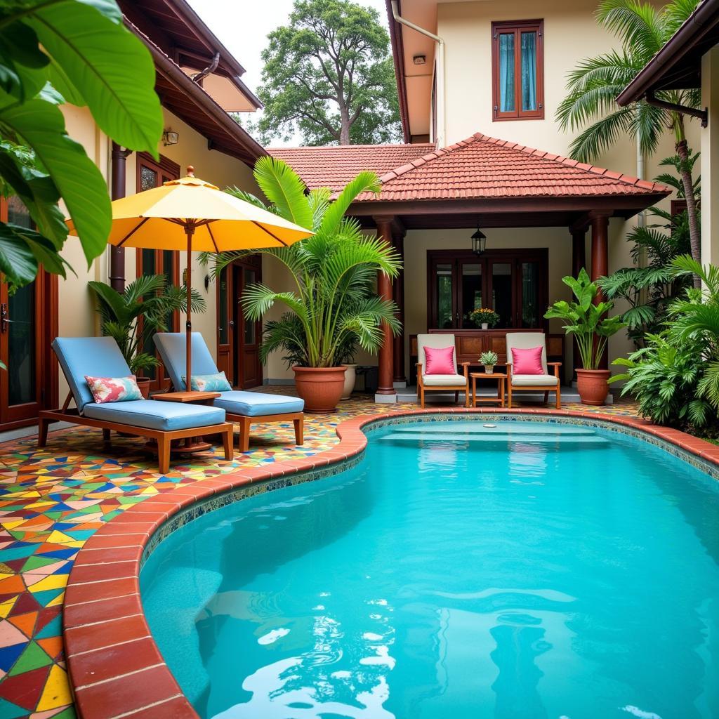 Homestay in KL with a Spanish-inspired pool area