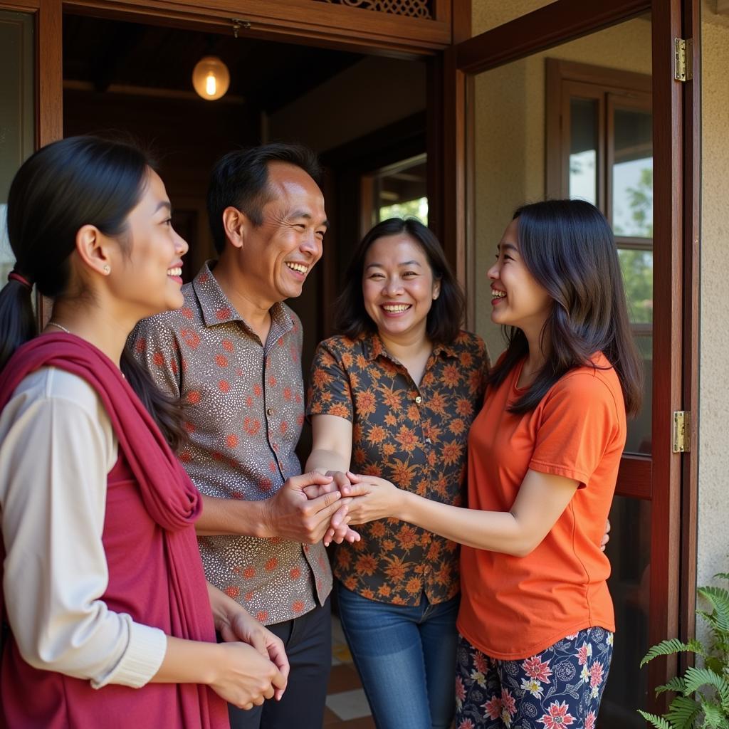 Malaysian Family Welcoming Guests at a Homestay in Kuantan Alor Akar